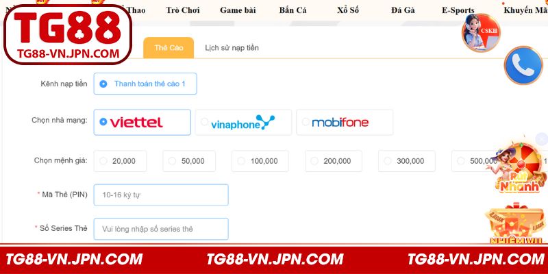Những phương thức nạp tiền vào tài khoản cược